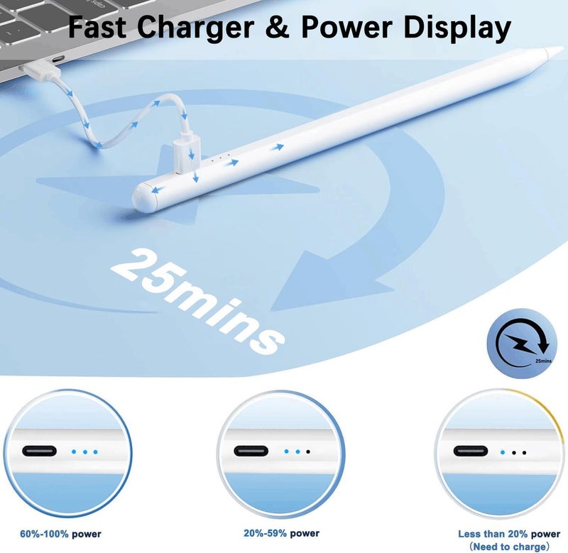 EcoPestuGo Stylus Pen for Apple iPad (2025-2018),Tilt Sensitivity Palm Rejection Fast Charge Stylus Pencil,iPad Pencil for i Pad 11th A16/10/9/8/7/6th & Pro 13/12.9/11(M5/M4) & Air 13/11(M3/M2)&Mini A17 Pro/6/5 - Image 4